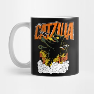 Catzilla Monster Cat Destroying City Design Mug